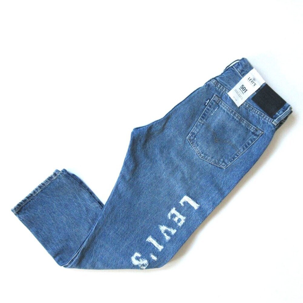 NWT Levi's Made & Crafted LMC 501 Crop in Branded Blue Selvedge Straight Jean 31